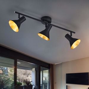 Lampada da soffitto con faretti nero oro orientabili