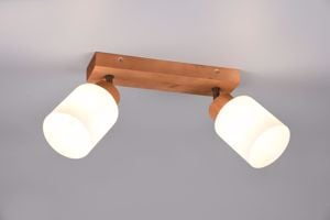 Lampada da soffitto 2 luci orientabili vetro legno