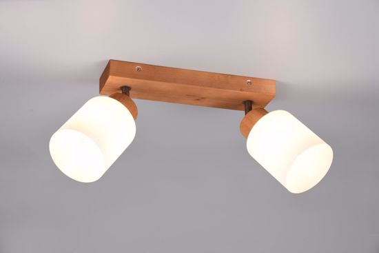 Lampada da soffitto 2 luci orientabili vetro legno