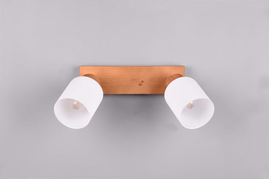 Lampada da soffitto 2 luci orientabili vetro legno