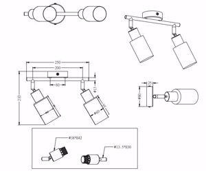 Plafoniera faretto da soffitto 2 luci led orientabili