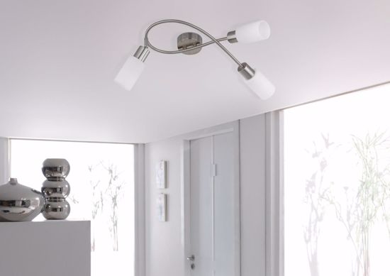 Lampada con 3 faretti led orientabili vetro bianco