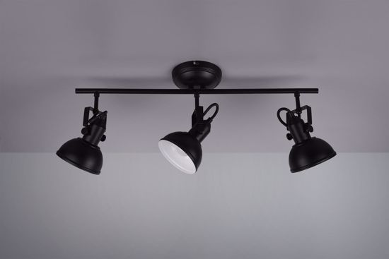 Lampada da soffitto con 3 faretti led e14 orientabili nero opaco per soggiorno