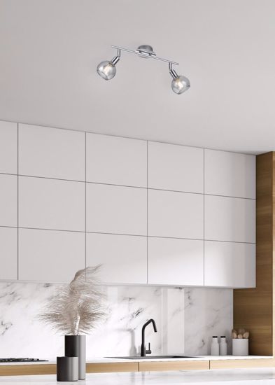 Lampada da soffitto 2 luci cromo sfere vetro fume orientabili