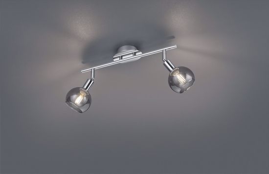 Lampada da soffitto 2 luci cromo sfere vetro fume orientabili