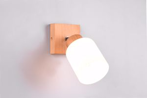 Faretto di legno led orientabile vetro di bianco