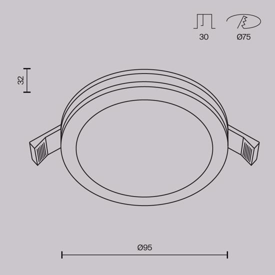 Faretto da incasso sporgente nero rotondo  12w 3000k 220v