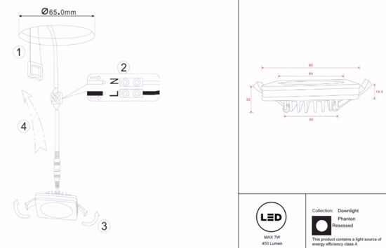 Faretto quadrato bianco da incasso per controsoffitto  7w 3000k 220v