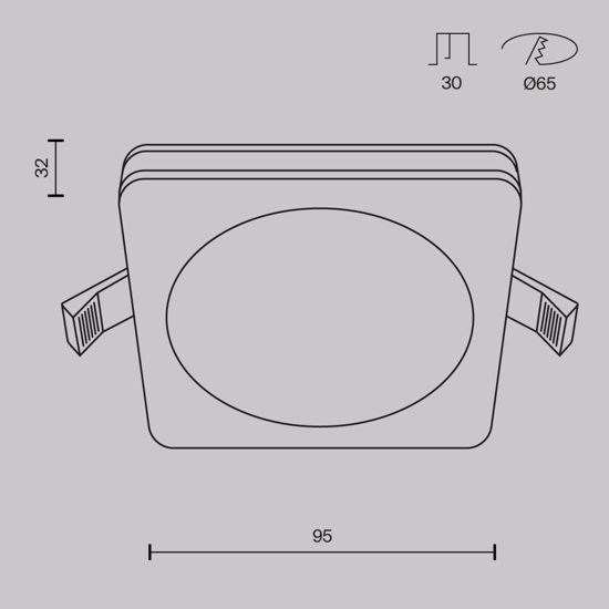 Faretto quadrato bianco da incasso per controsoffitto  7w 3000k 220v