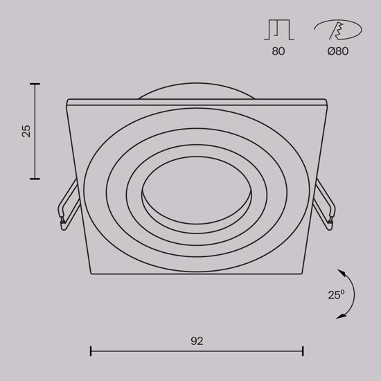 Faretto da incasso nero quadrato da soffitto luce gu10 orientabile