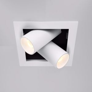 Faretto da incasso led 14w 3000k cestello bianco 2 luci orientabili