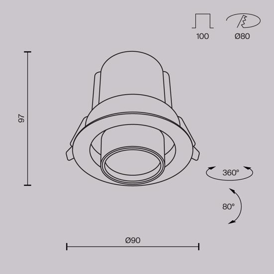 Faretto retrattile da incasso  10w 3000k 220v orientabile tondo nero