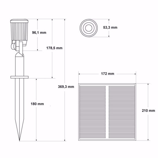 Kit di 4 faretti solari crepuscolare con picchetto nero per giardino