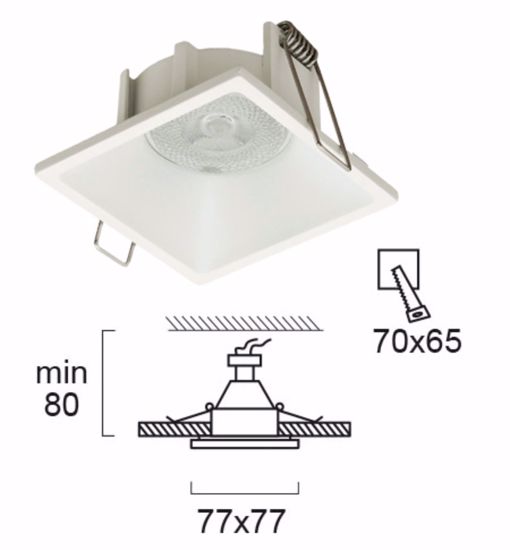 Faretto bianco quadrato da incasso per controsoffitto cartongesso