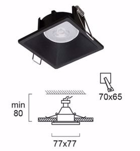 Faretto da incasso quadrato nero per controsoffitto