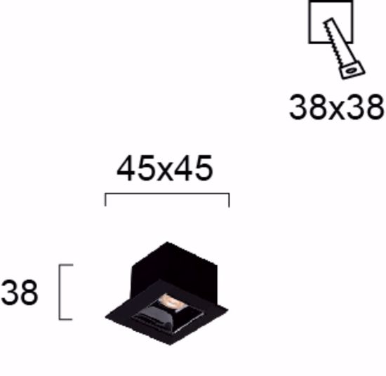 Faretto  incasso quadrato nero 3w 3000k 220v