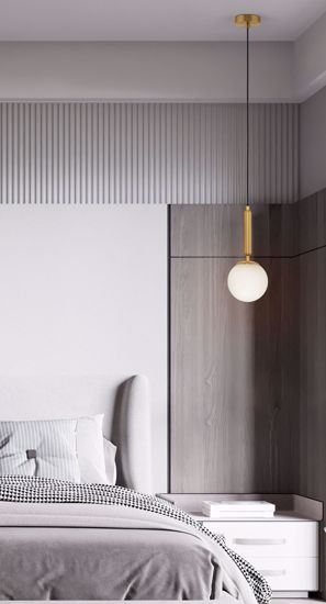 Lampada oro sfera bianca per comodini camera da letto