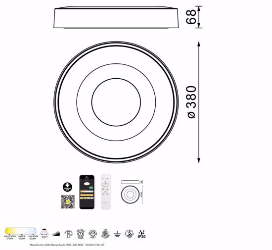 Plafoniera led 56w cct rotonda oro con telecomando per soggiorno