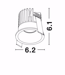 Faretto incasso  tondo nero 9w 3000k per cartongesso