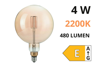Lampadina led 4w 2200k 480lm filamento vetro ambra ideal lux