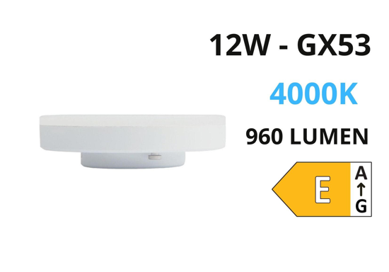 Lampadina gx53 led 12w 4000k 960lm ottica 120&deg;