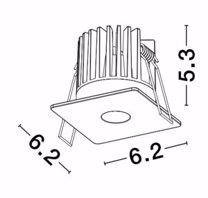 Faretto da incasso nero  quadrato per cartongesso 8w 3000k