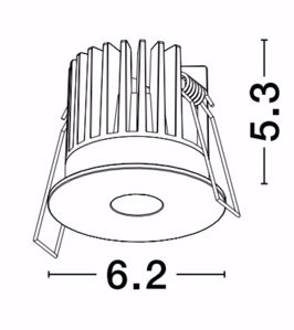 Faretto tondo nero  da incasso 8w 3000k per cartongesso