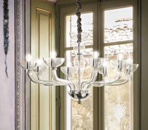 Casanova sp8 ideal lux lampadario 8 luci in vetro trasparente