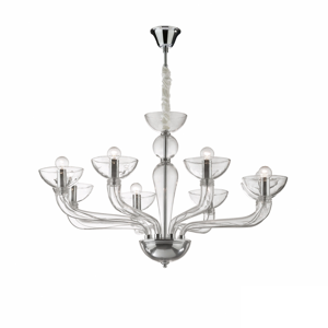 Casanova sp8 ideal lux lampadario 8 luci in vetro trasparente