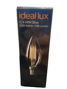 Lampadina e14 led 4w 3000k 470lm oliva trasparente filamento ideal lux