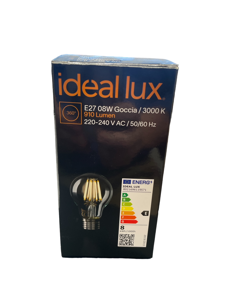 Lampadina e27 led 8w 3000k 910lm filamento goccia trasparente ideal lux