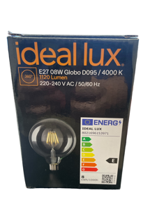 Lampadina ideal lux globo e27 led 8w 1120lm 4000k filamento trasparente