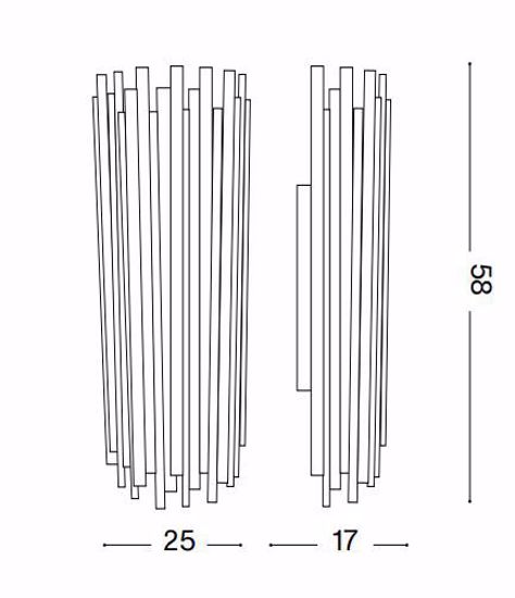 Ideal lux pan ap2 applique lampada da parete metallo oro design