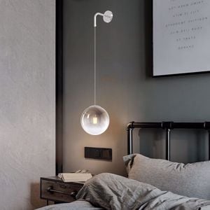 Lampada da letto applique per comodino cromo vetro bronzo