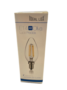 Lampadina led oliva e14 4w 4000k 490lm vetro trasparente filamento ideal lux