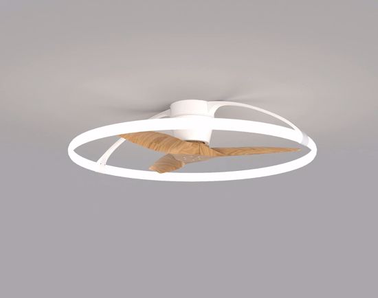 Plafoniera con ventilatore silenzioso bianco pale legno moderno