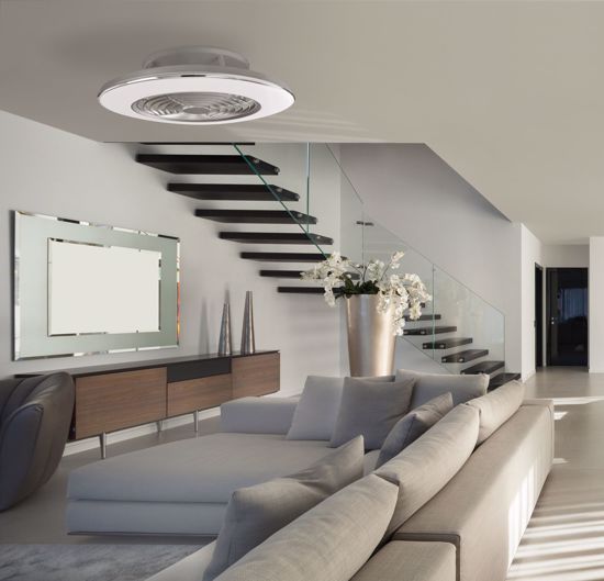 Lampadario a ventilatore da soffitto bianco moderno con luce