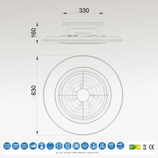 Lampadario a ventilatore da soffitto bianco moderno con luce