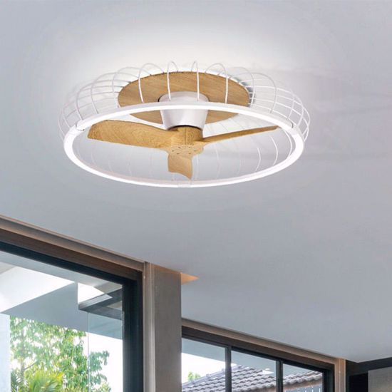 Ventilatore a plafoniera bluetooth bianco con pale di legno silenzioso