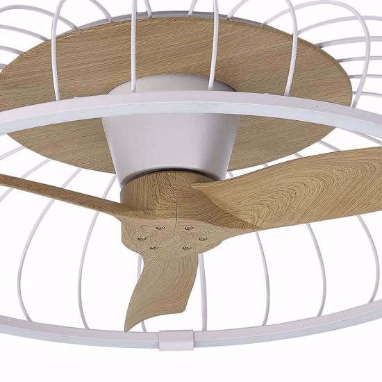 Ventilatore a plafoniera bluetooth bianco con pale di legno silenzioso