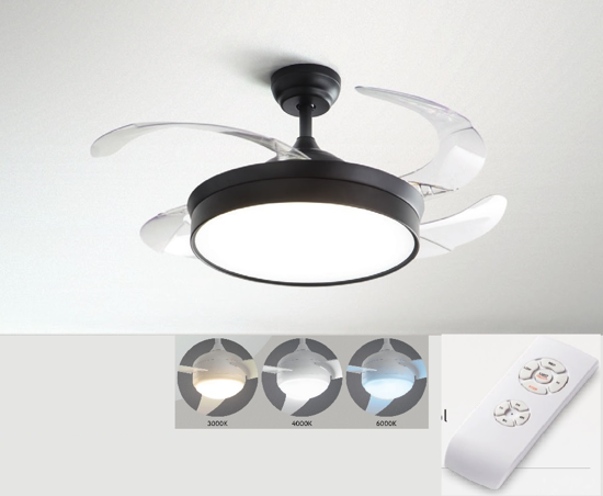 Lampadario a ventilatore silenzioso nero pale motorizzate silenzioso perenz illuminazione