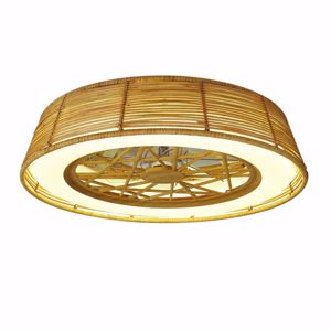 Ventilatore a plafoniera da soffitto in rattan con luce