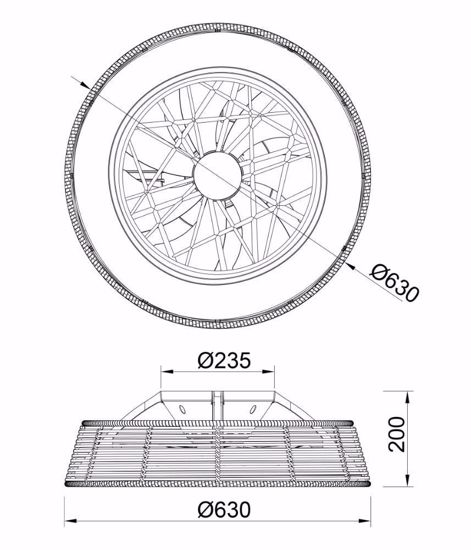 Ventilatore a plafoniera da soffitto in rattan con luce