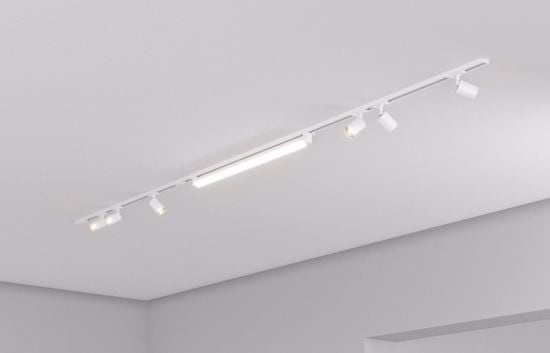 Binario bianco con faretti monofase per soggiorno led 40w 3000k 230v