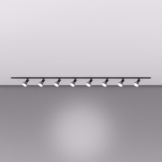 Sistema monofase binario nero con 8 faretti e27 orientabili 300cm