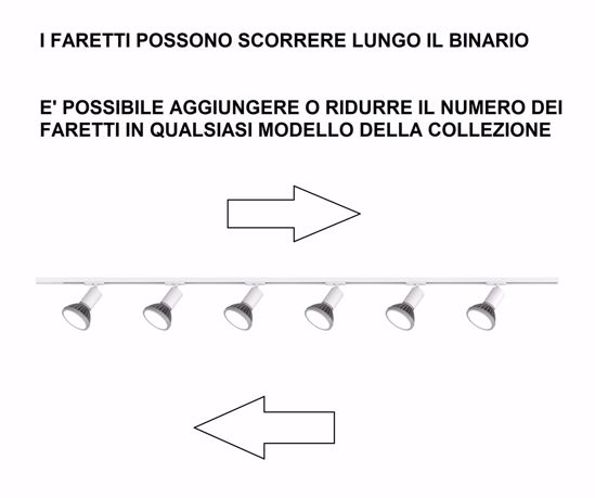 Sistema monofase binario nero con 8 faretti e27 orientabili 300cm