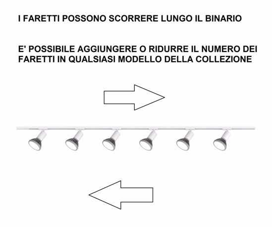 Sistema binario monofase bianco con 3 faretti gu10 100cm orientabili