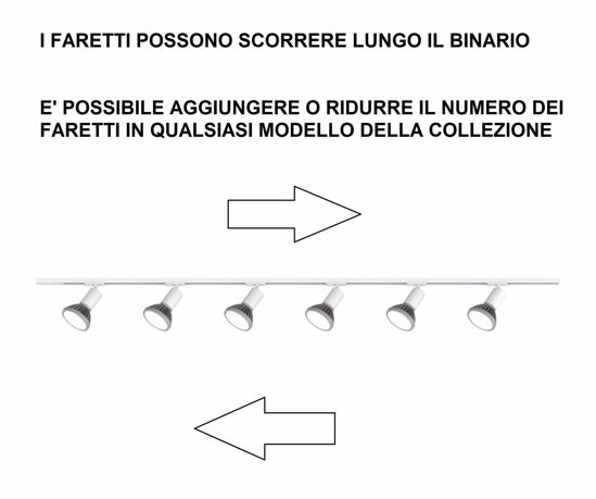 Sistema a binario monofase nero 100cm con 3 faretti orientabili