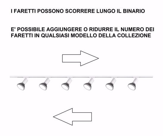 Sistema a binario monofase bianco 300cm con 8 faretti gu10 orientabili