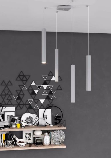 Lampadario a sospensione toplight cilindri grigio con decentramento